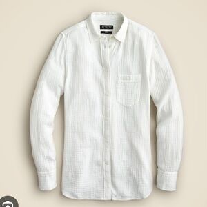 J. Crew Garçon Classic Double Gauze White Button Down Shirt Size 6